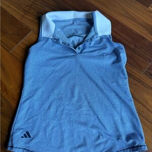 Adidas golf Blue Striped Sleeveless Polo Shirt